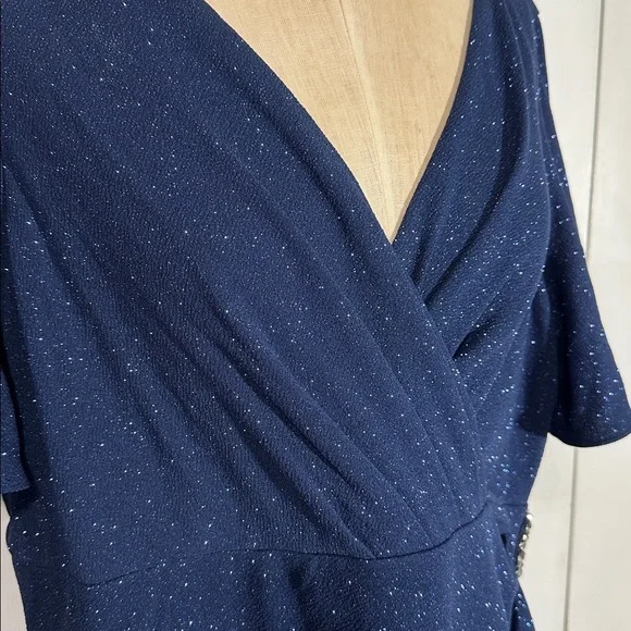 SLNY Shimmering Navy Midi Dress - Picture 5 of 6